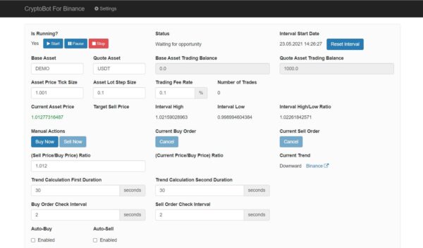 Cryptocurrency Auto Trading PHP Script for Binance.com (CryptoBot)